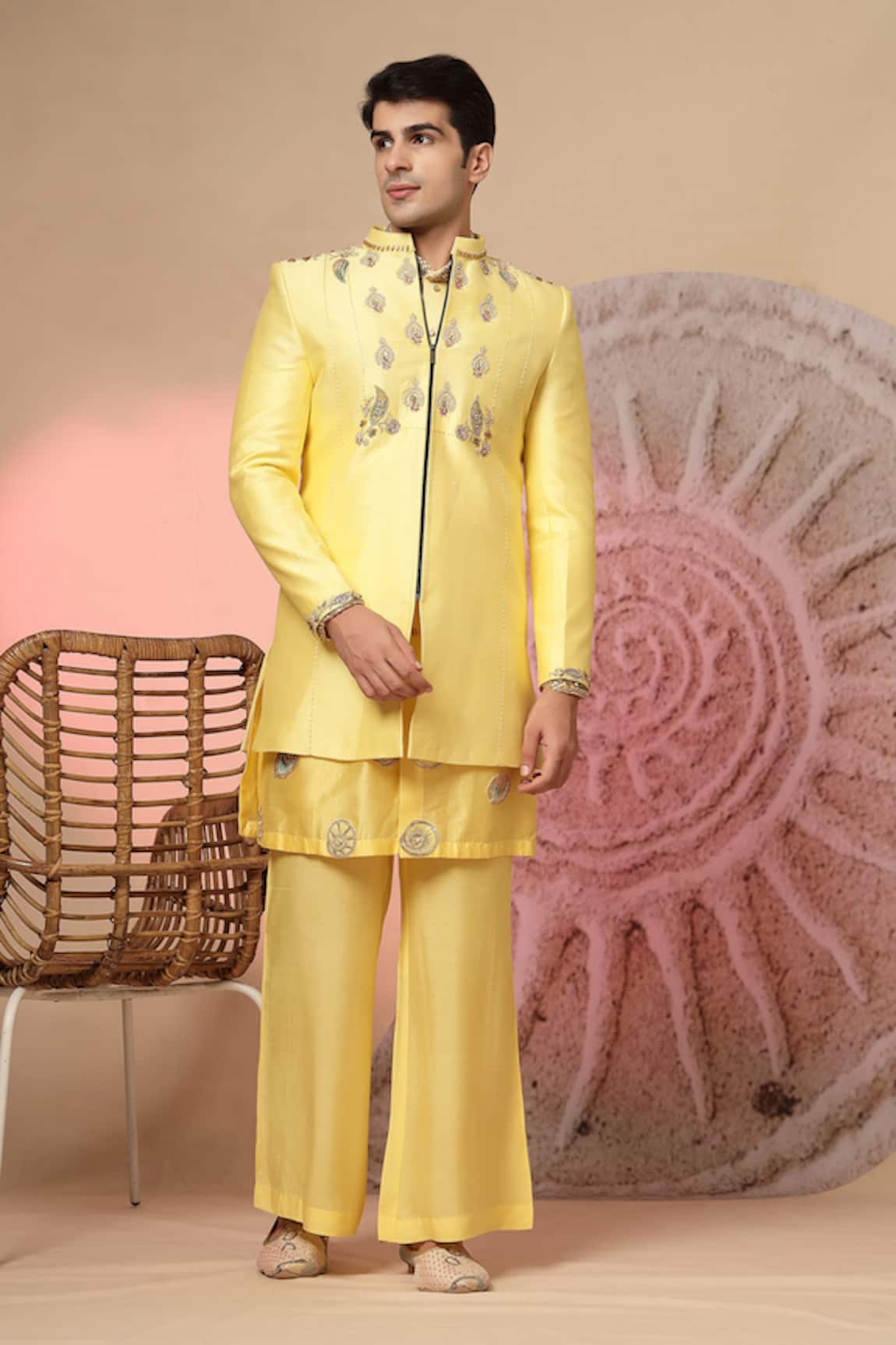 Soniya G Embroidered Chanderi Silk Jacket & Kurta Set 