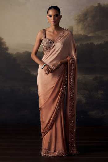 Ohaila Khan Sequins & Crystal Embroidered Saree With Blouse 