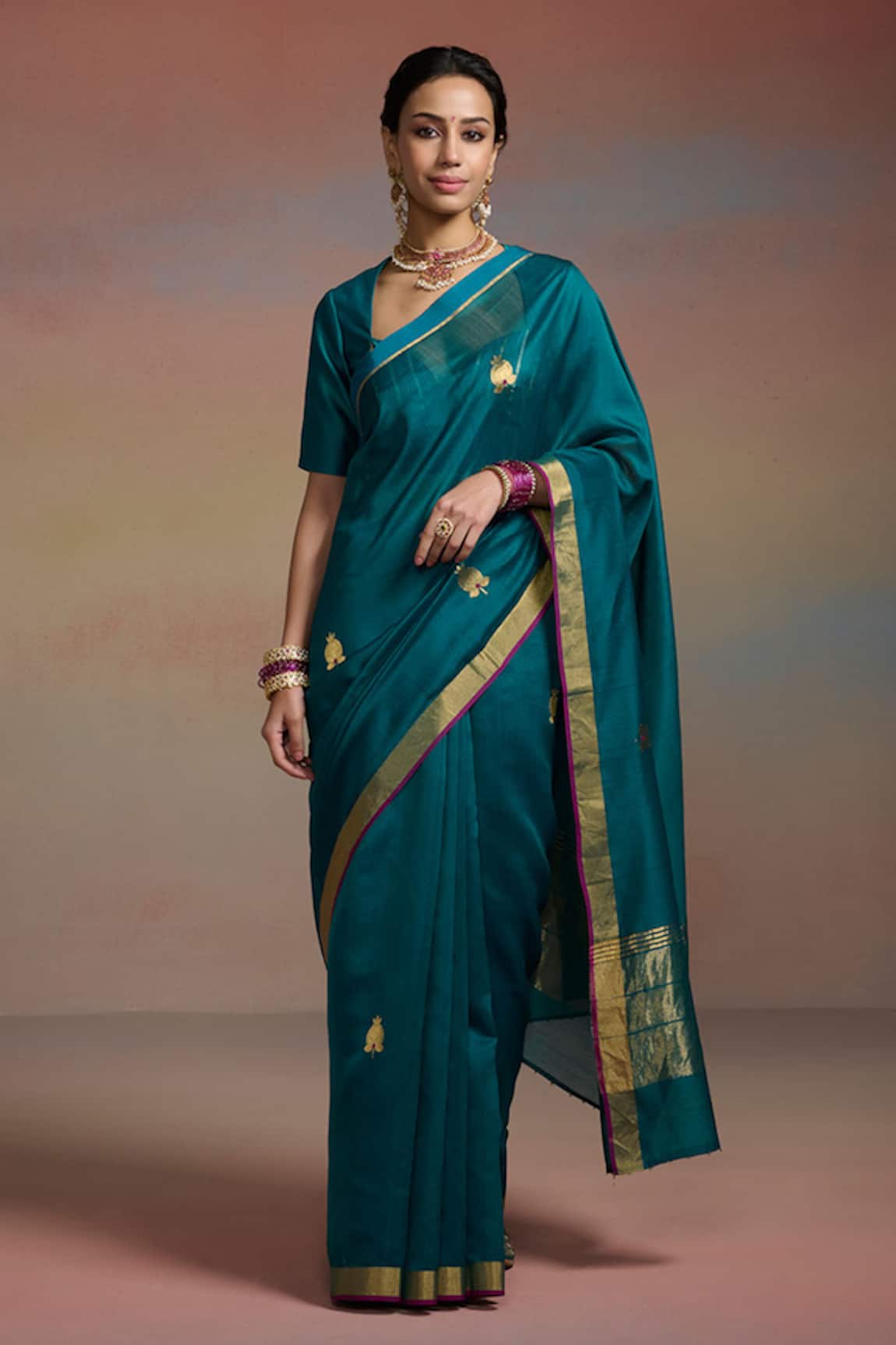 Dressfolk Iraaya Chanderi Woven Saree With Unstitched Blouse Piece 