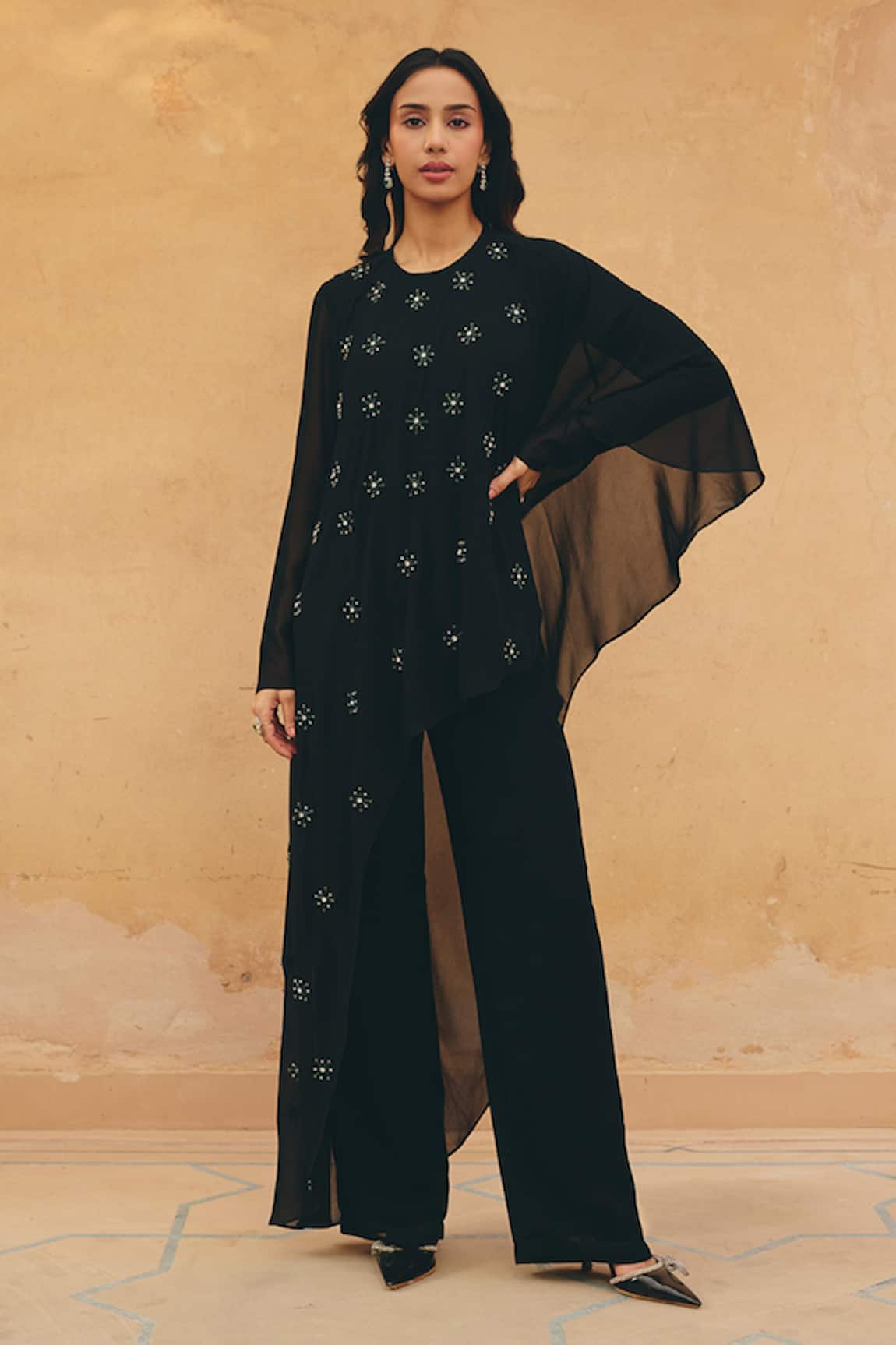 Maenaam Dara Hand Embroidered Cape Pant Set