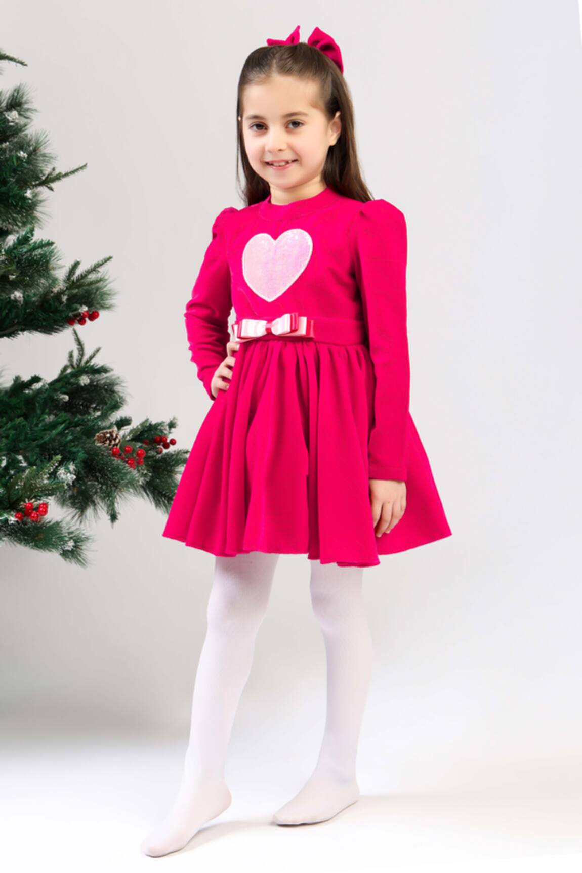 The Pony & Peony Co. Magenta Velvet Heart Dress 