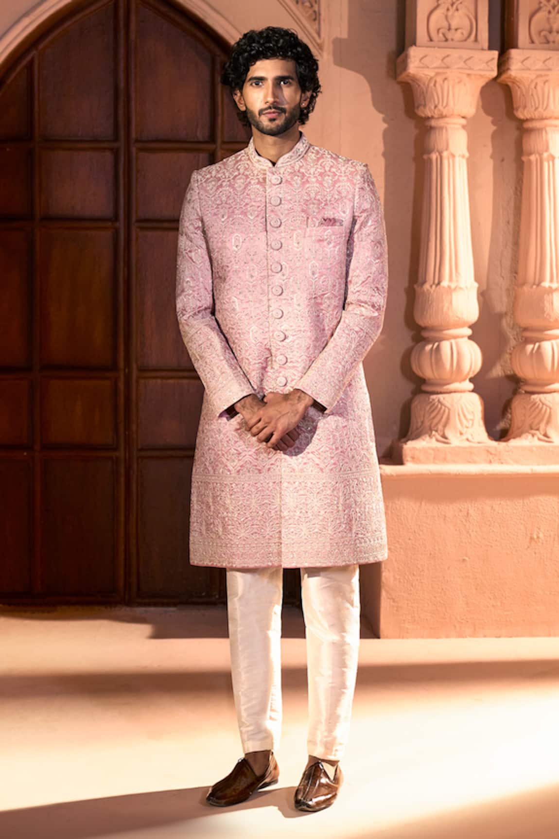 Arihant Rai Sinha Floret Embroidered Sherwani & Pant Set 