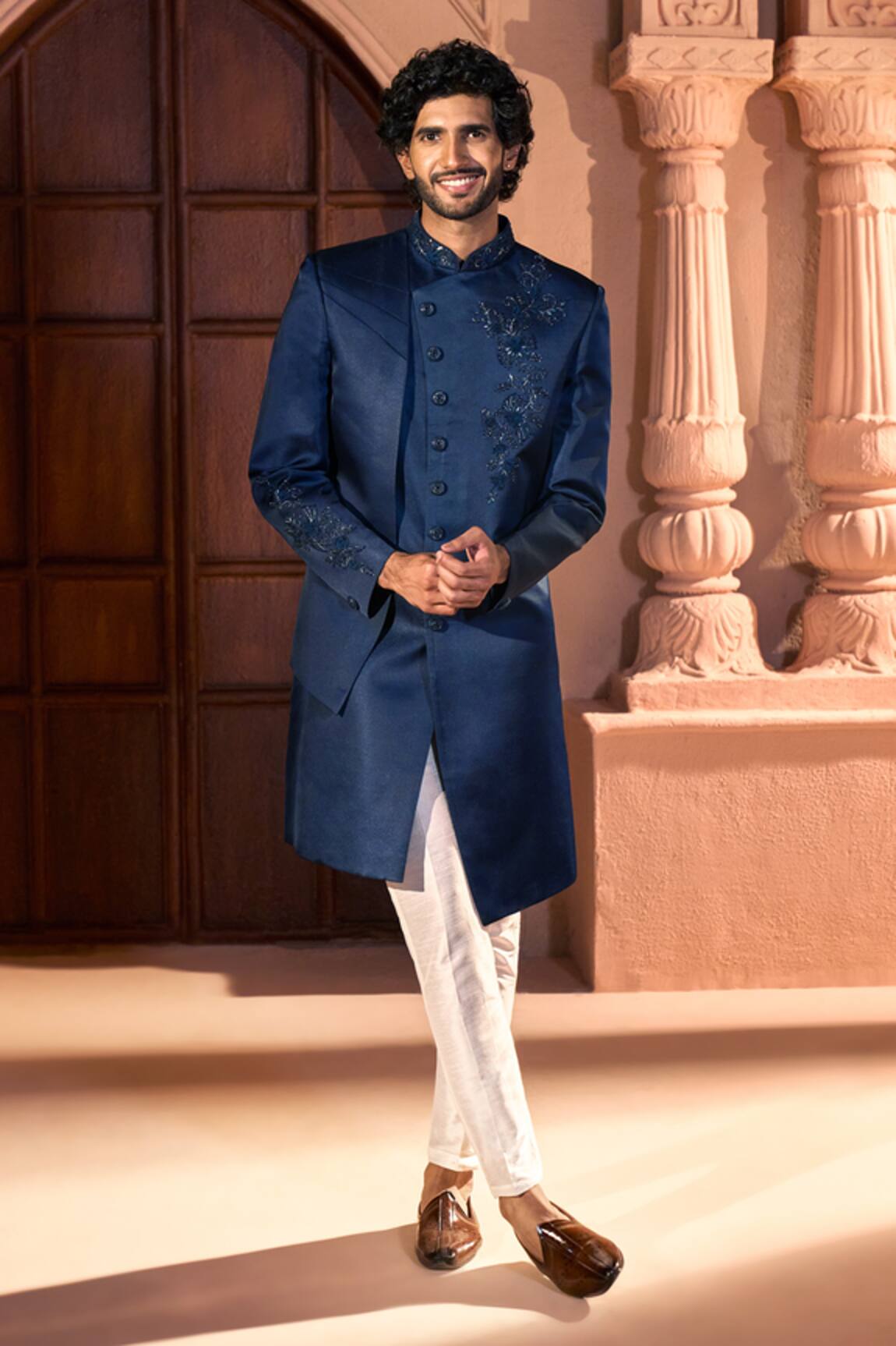 Arihant Rai Sinha Placed Embroidered Layered Sherwani Set 