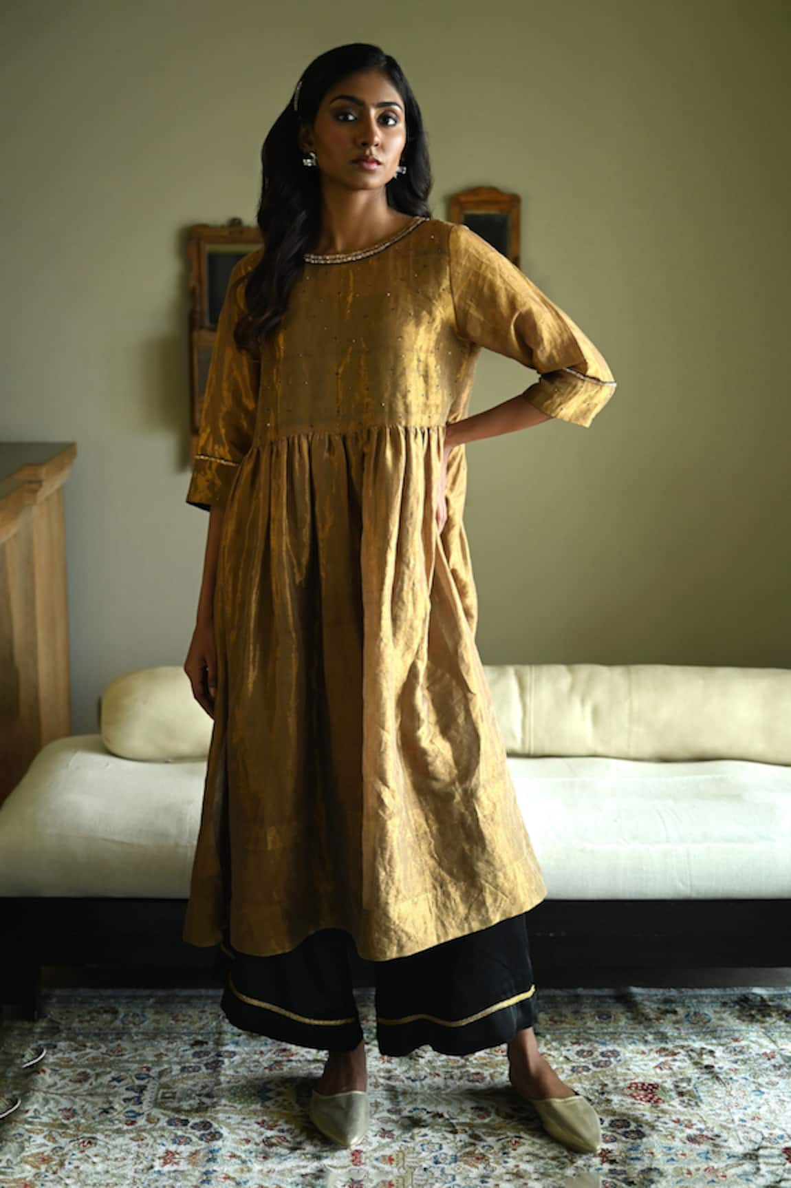 Shorshe Clothing Anna Embroidered Kurta With Flared Pant 