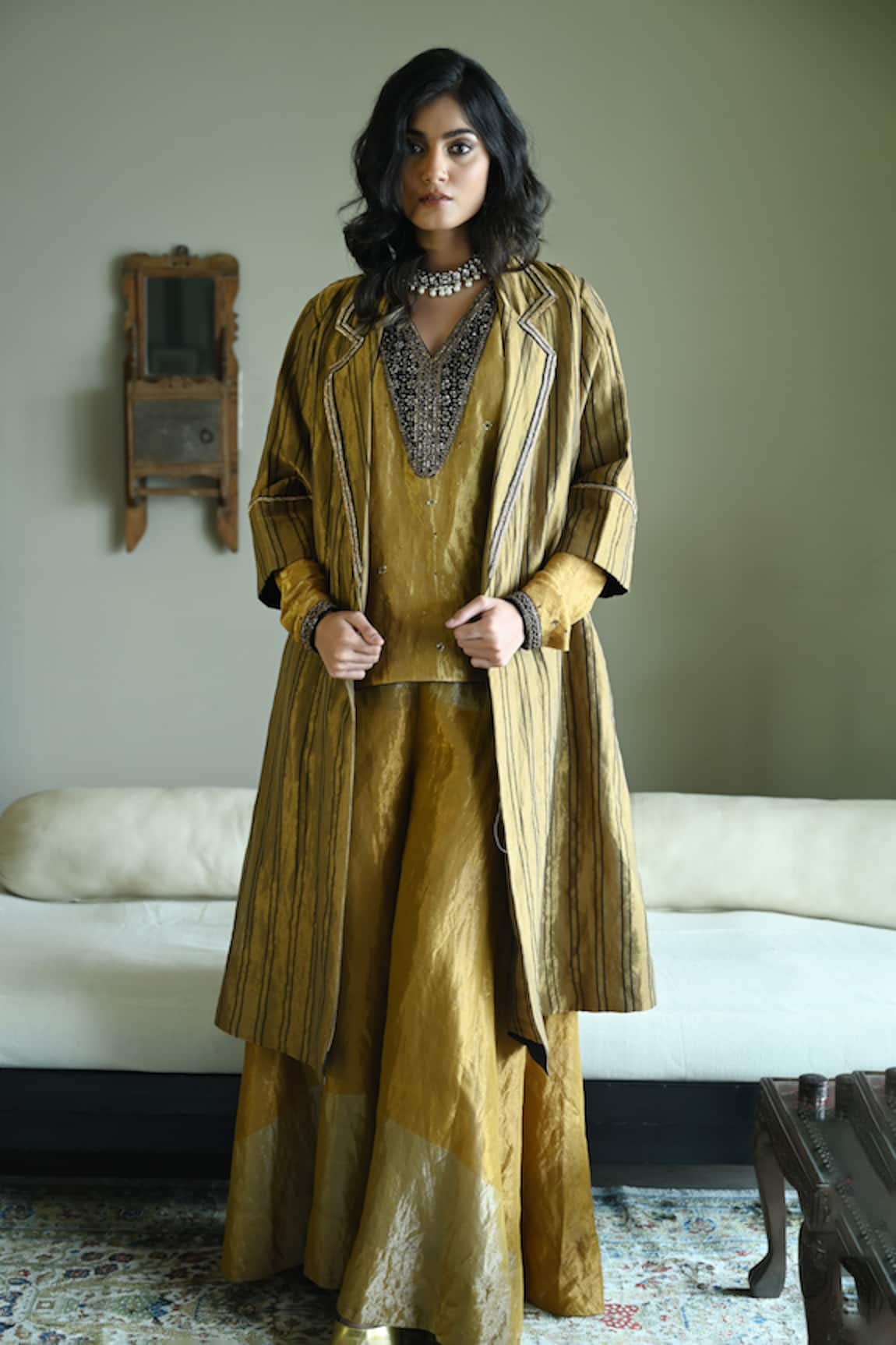 Shorshe Clothing Churi Shabana Embroidered Top & Gharara Set 