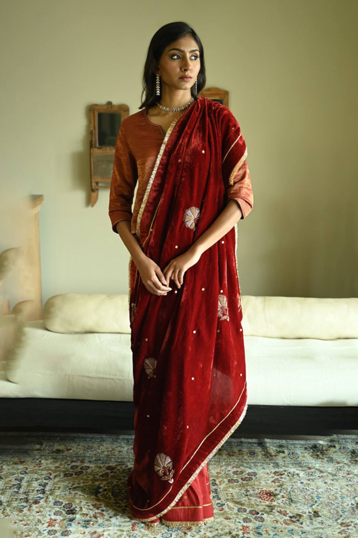 Shorshe Clothing Zubeida Hand Embroidered Saree 