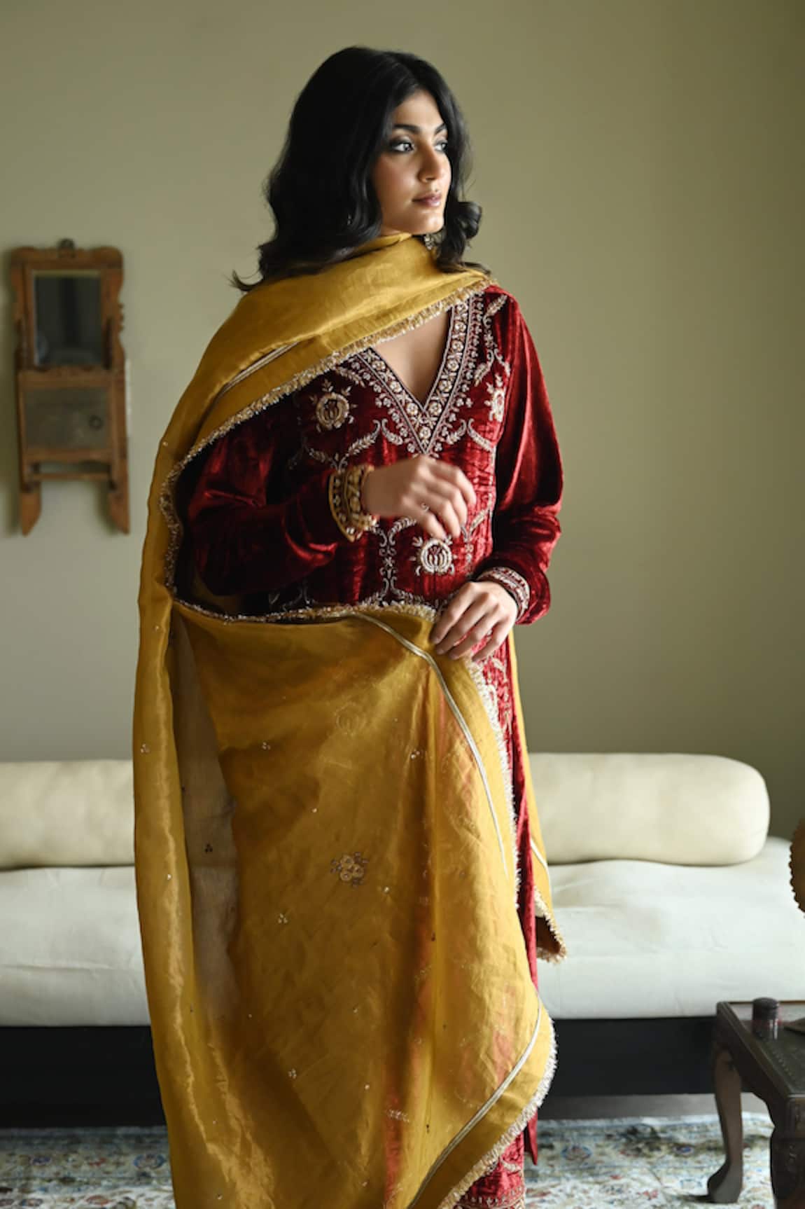 Shorshe Clothing Chameli Tissue Hand Embroidered Dupatta 