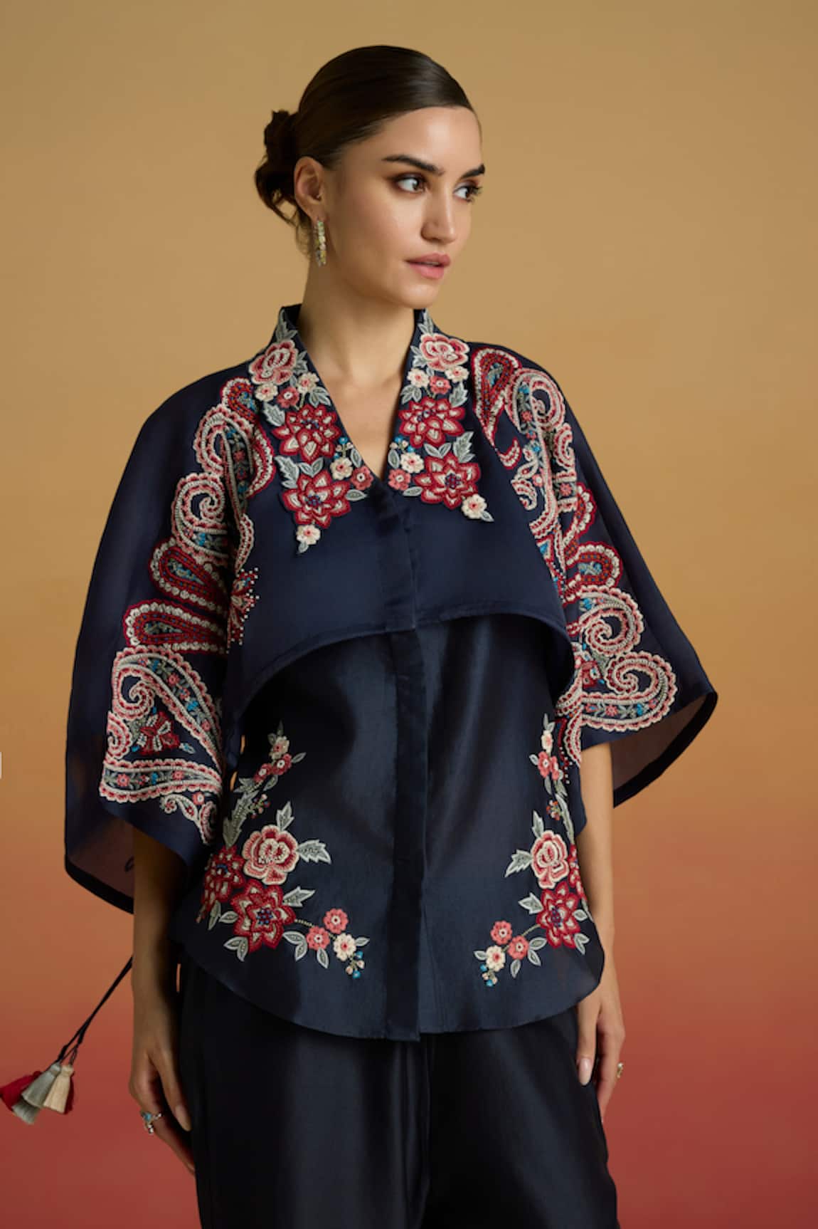 Chandrima Indigo Paisley Layered Shirt 