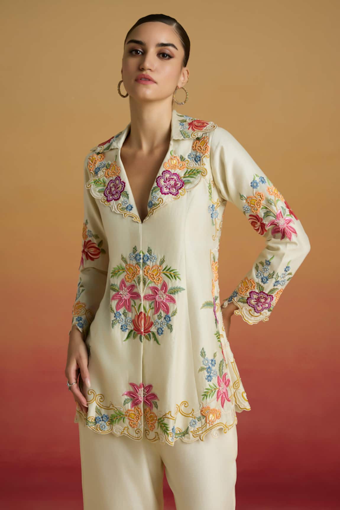 Chandrima Ivory Thread Work & Beadwork Jacket 