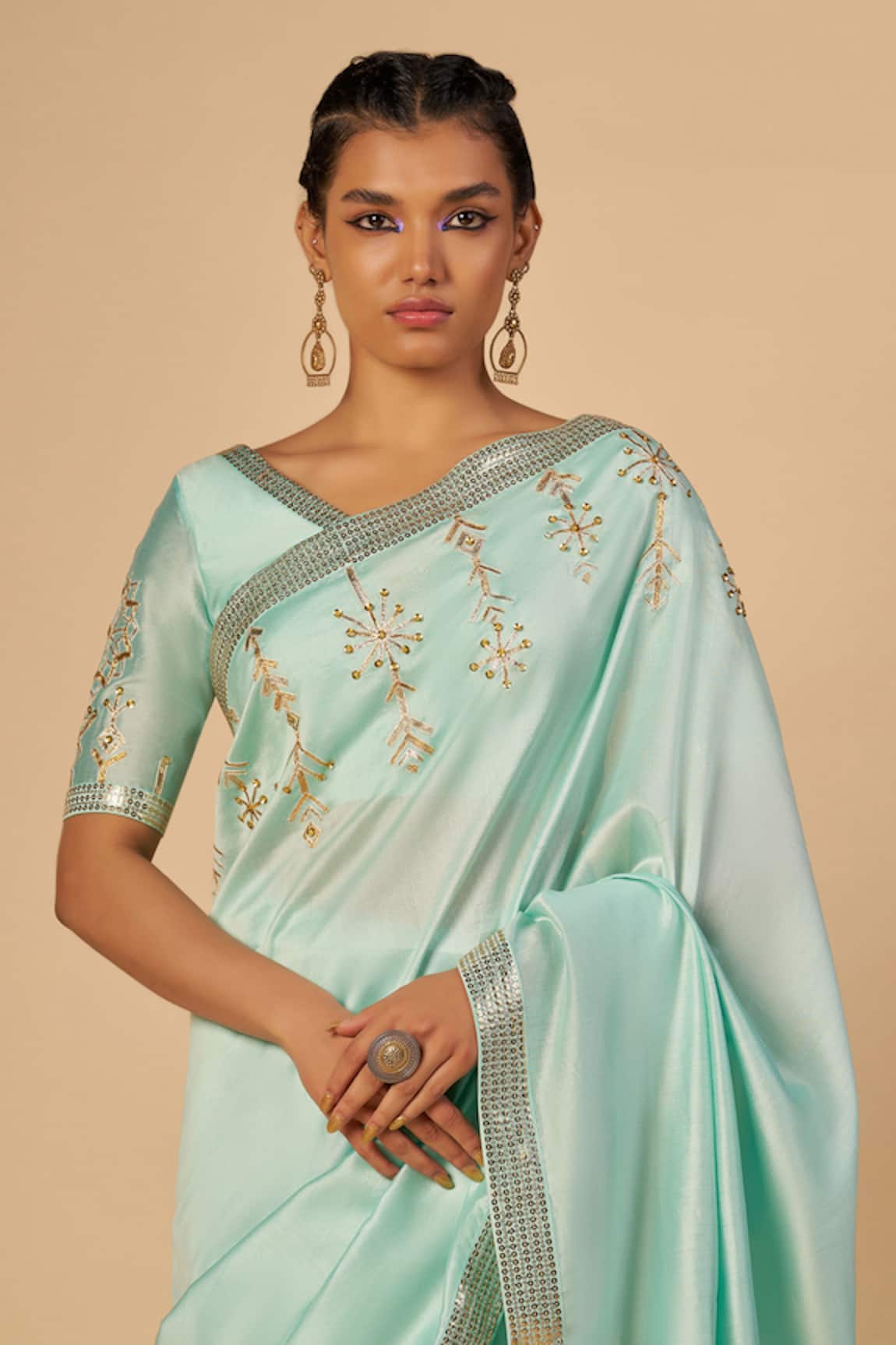 Gulabo By Abu Sandeep Chanderi Embroidered Saree Blouse