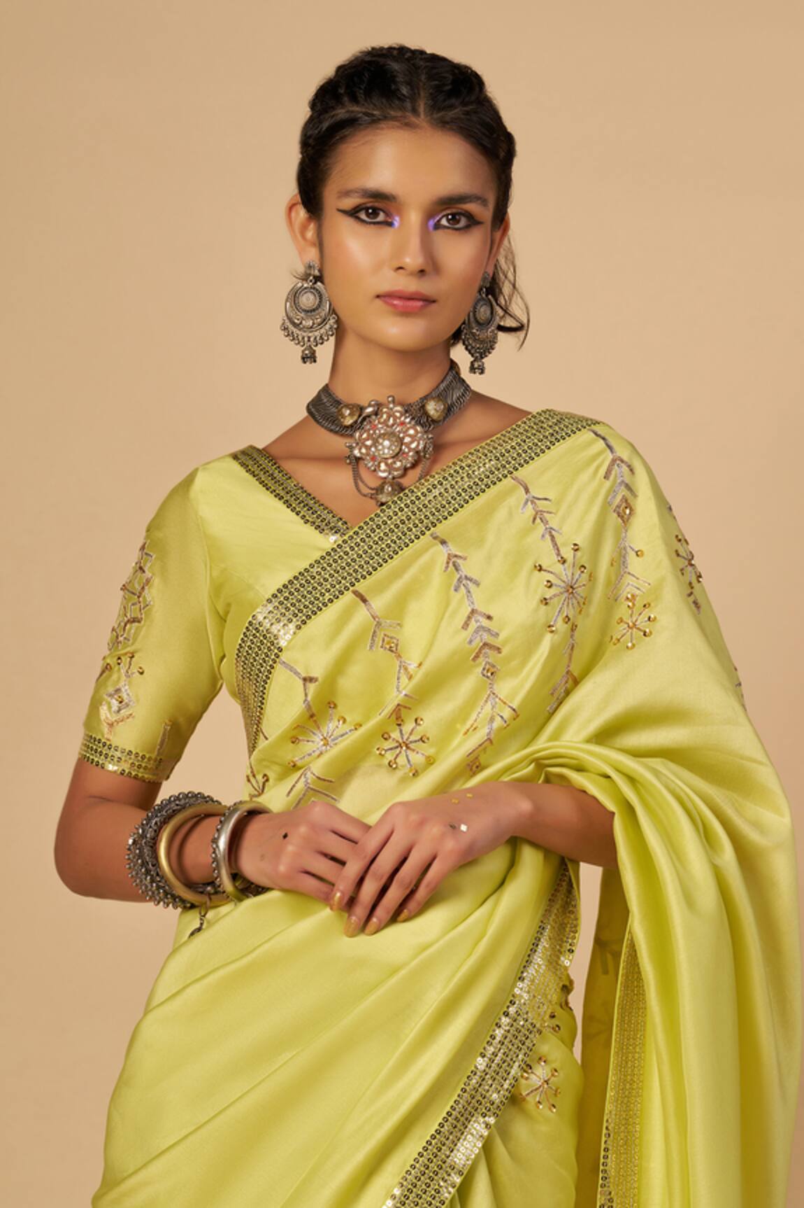 Gulabo By Abu Sandeep Chanderi Embroidered Saree Blouse