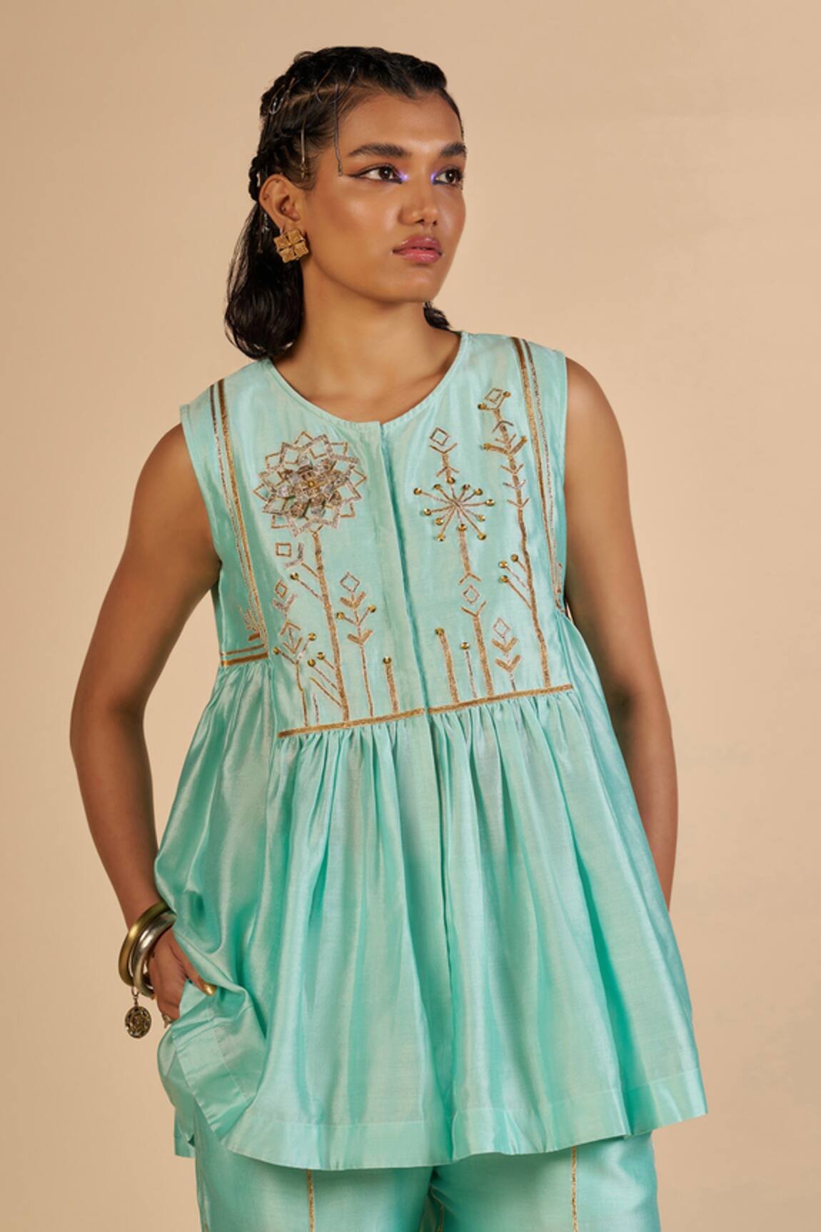 Gulabo By Abu Sandeep Embroidered Chanderi Short Tunic
