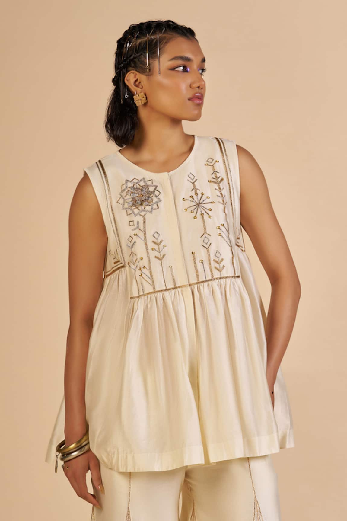 Gulabo By Abu Sandeep Embroidered Chanderi Short Tunic