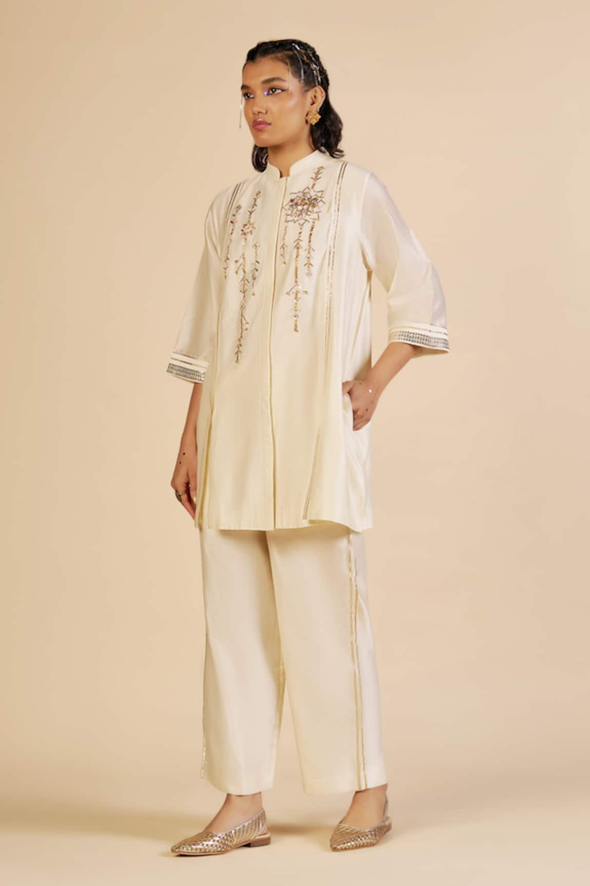 Gulabo By Abu Sandeep Chanderi Embroidered Straight Trouser