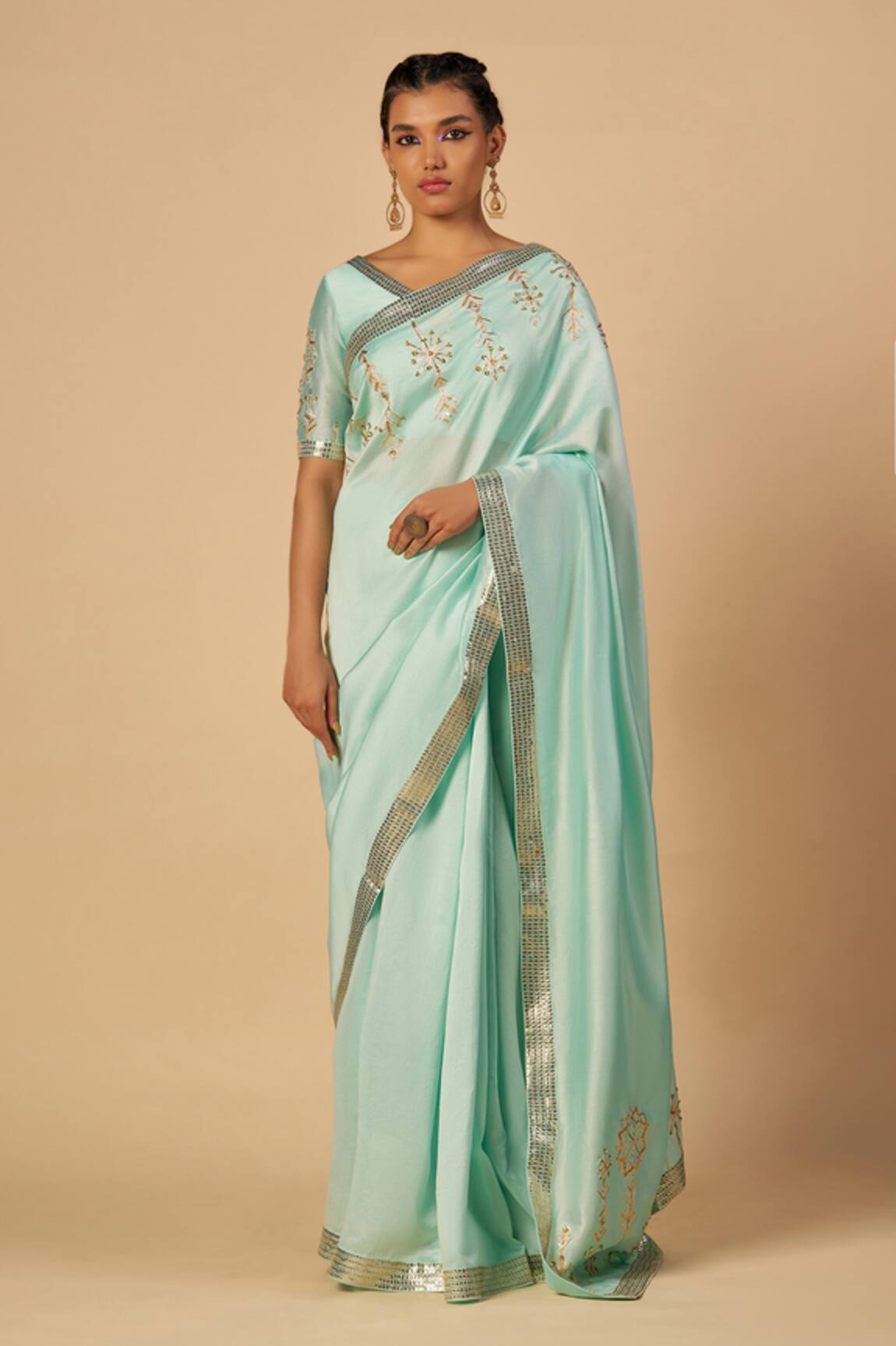 Gulabo By Abu Sandeep Chanderi Embroidered Saree With Sequin Border