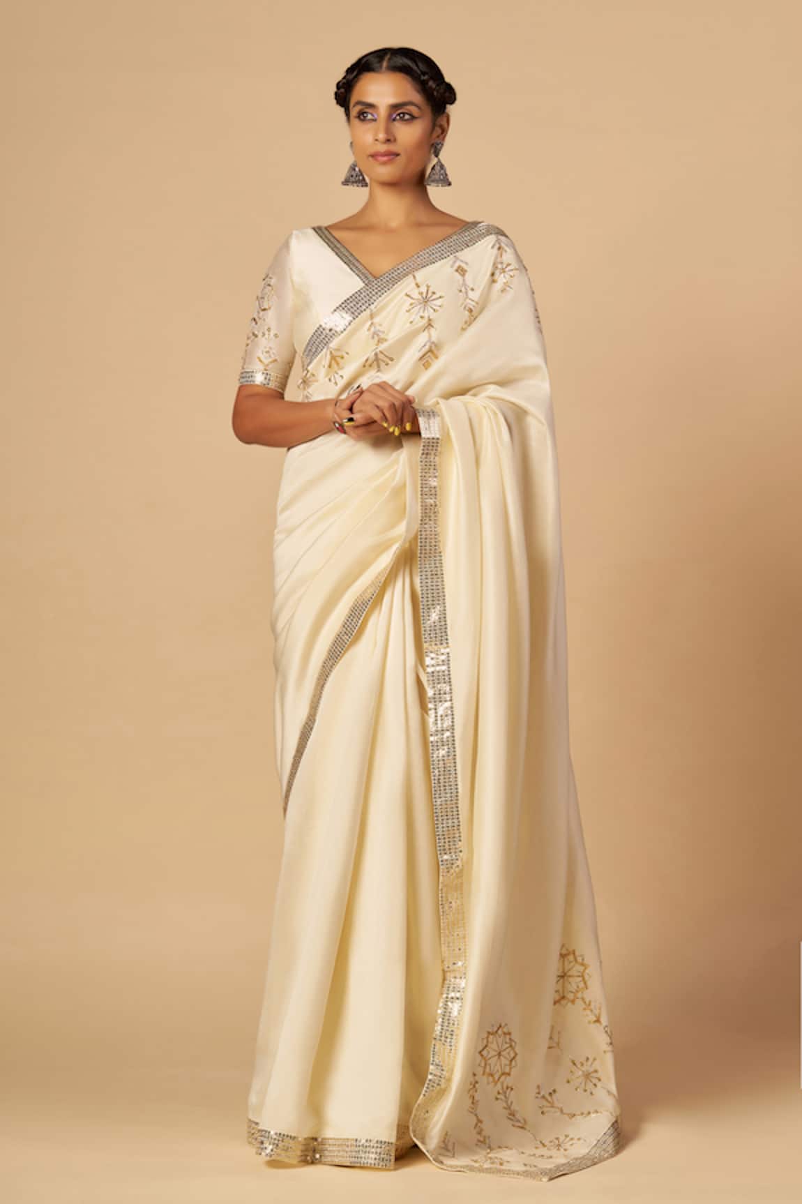 Gulabo By Abu Sandeep Chanderi Embroidered Saree With Sequin Border