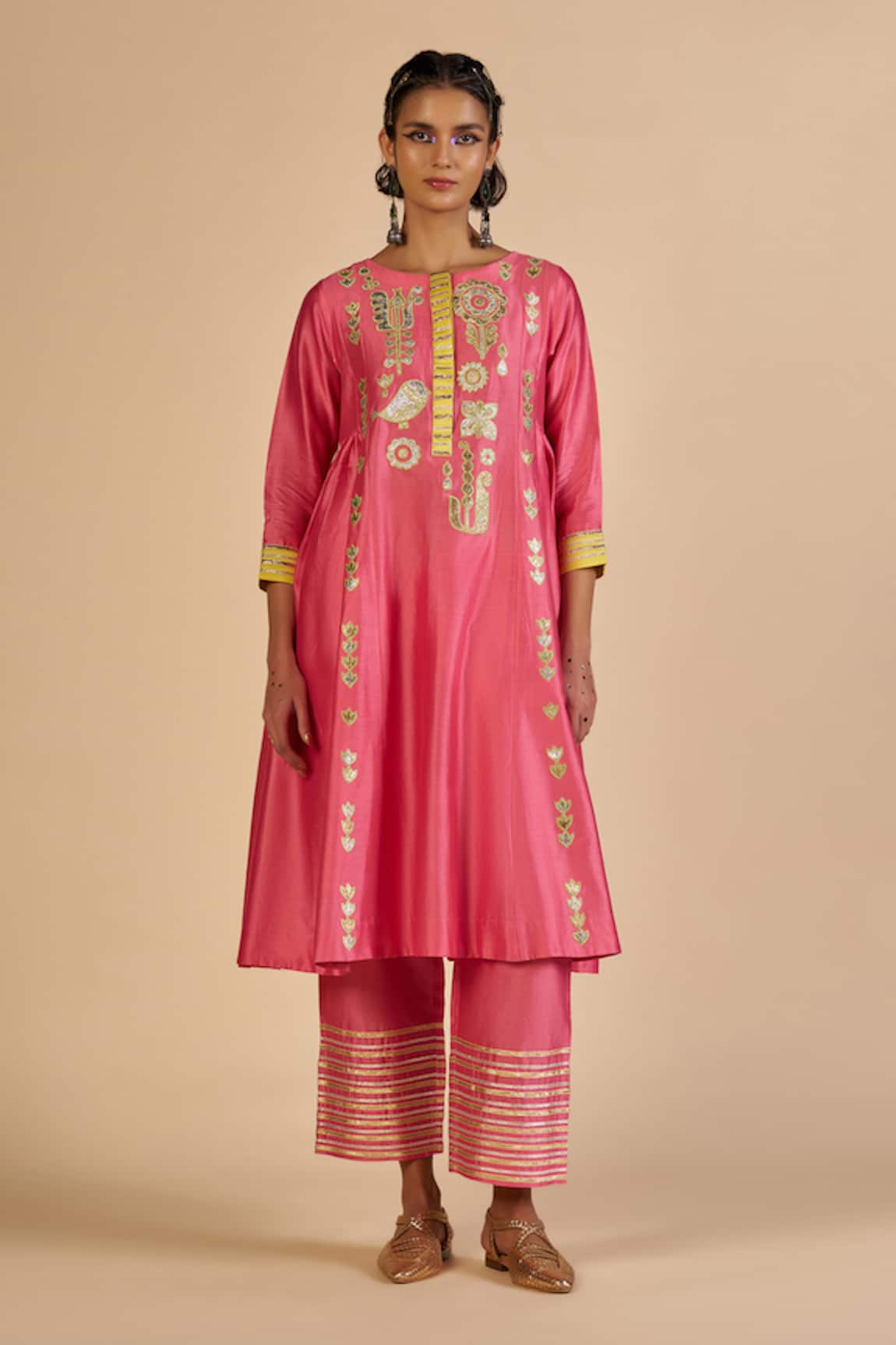 Gulabo By Abu Sandeep Chanderi Embroidered Striped Trouser