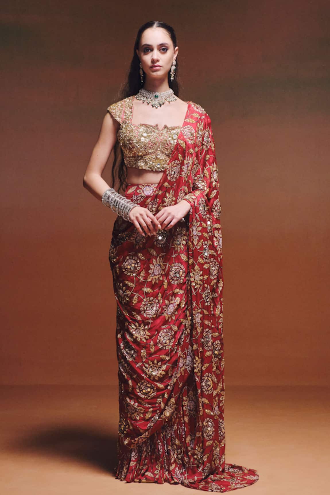 Saniya Sharma Noor Printed Pre-Draped Saree With Blouse 