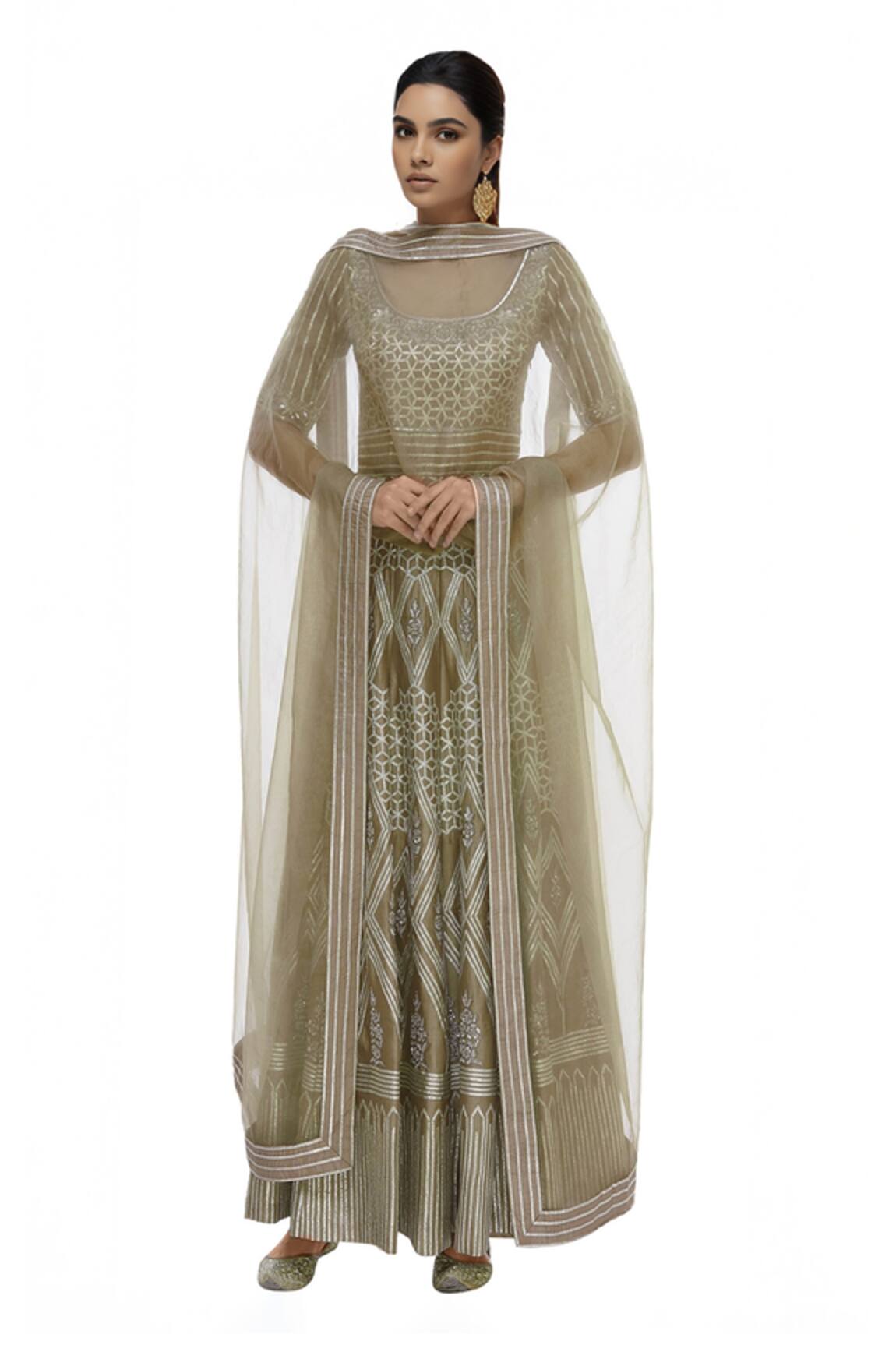 Neha Khullar Chanderi Embellished Anarkali with Dupatta