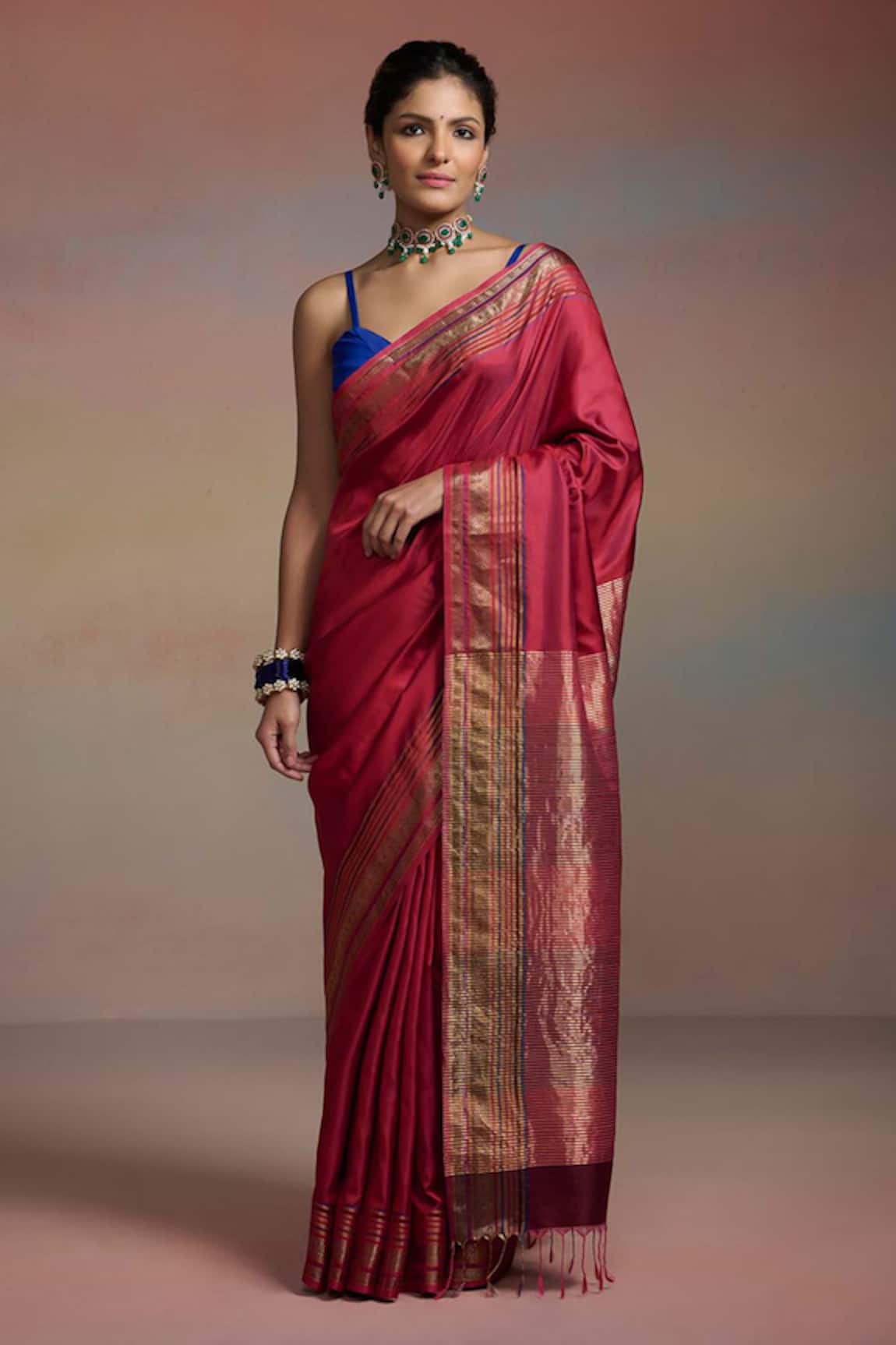 Dressfolk Rhea Woven Saree With Unstitched Blouse Piece 