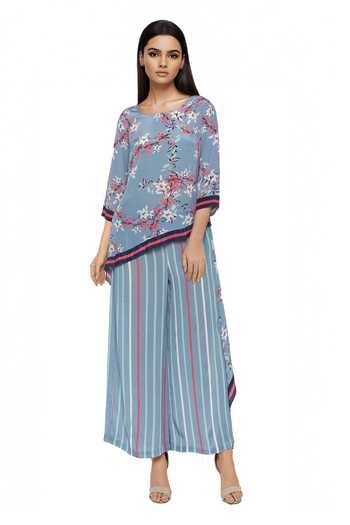 Soup By Sougat Paul Printed Asymmetric Kurta & Palazzo Set 