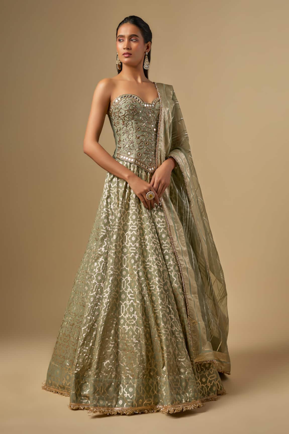 Neha Khullar Embroidered Corset Lehenga Set 