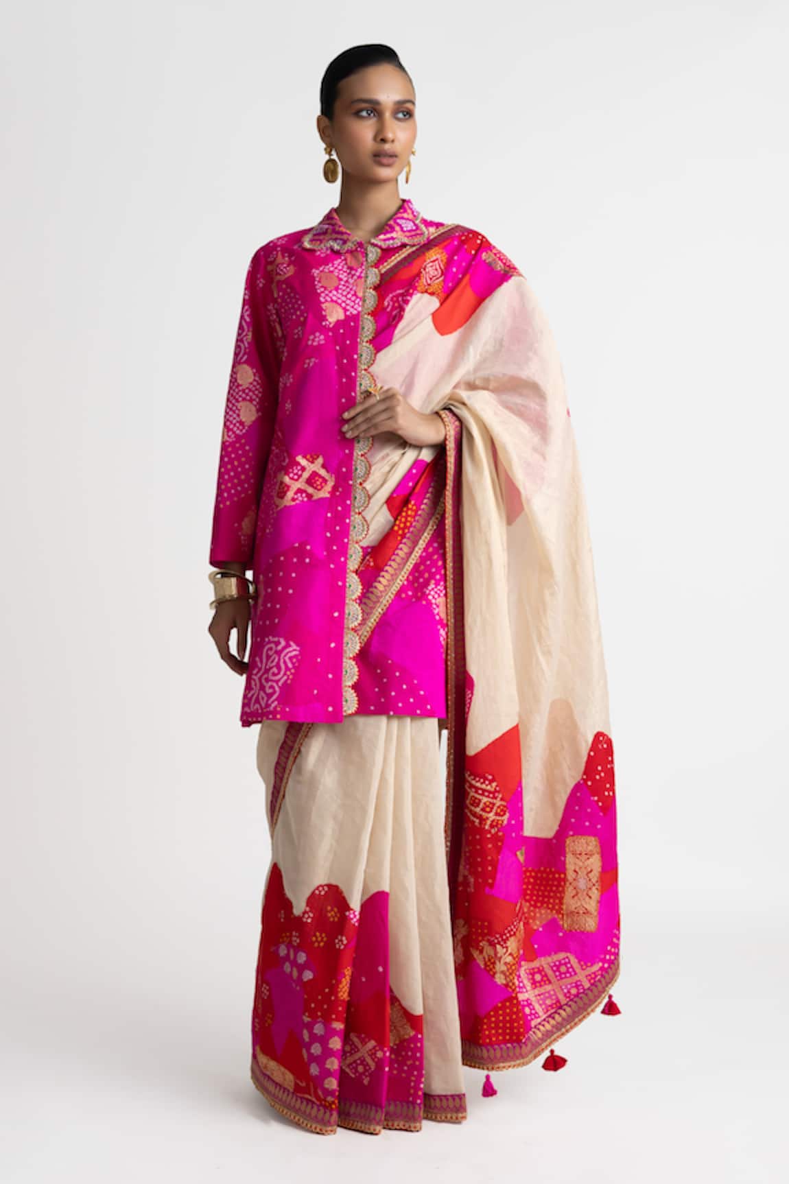 Naina Jain Zardozi Embroidered Saree Set With Jacket 