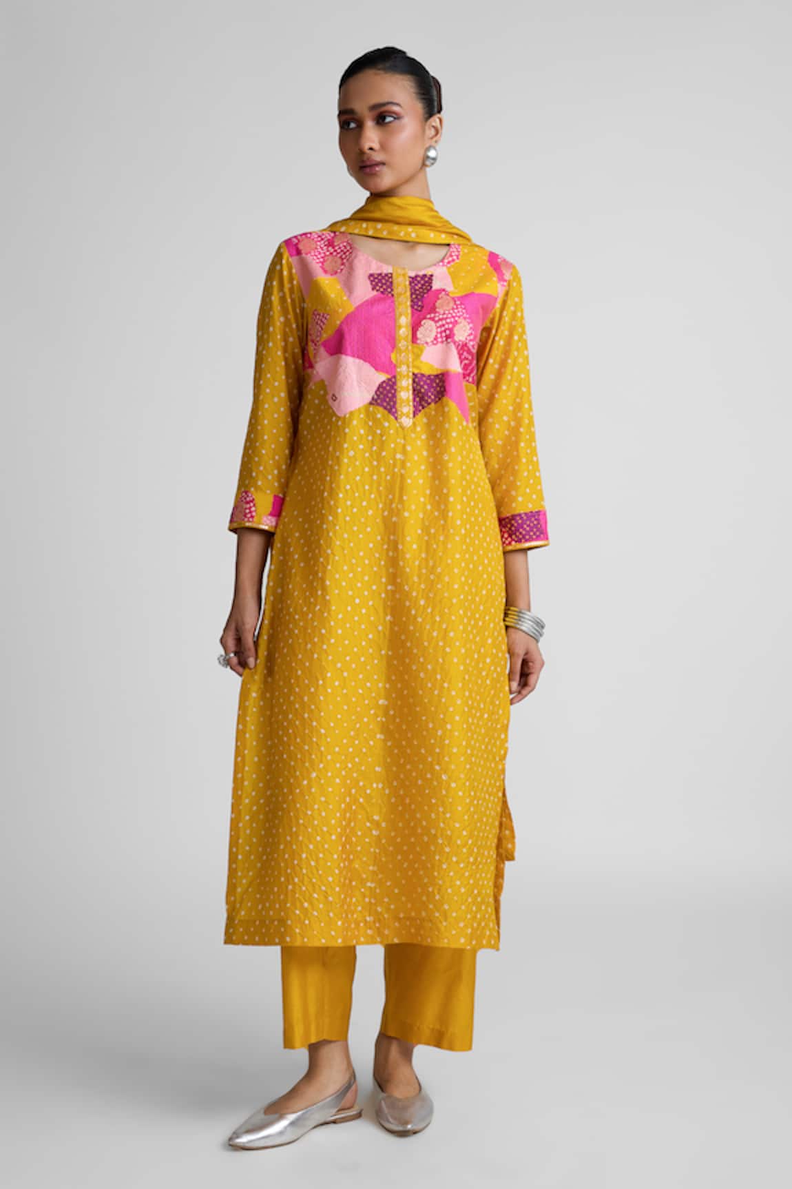 Naina Jain Printed Mirror Embroidered Kurta Set With Dupatta 