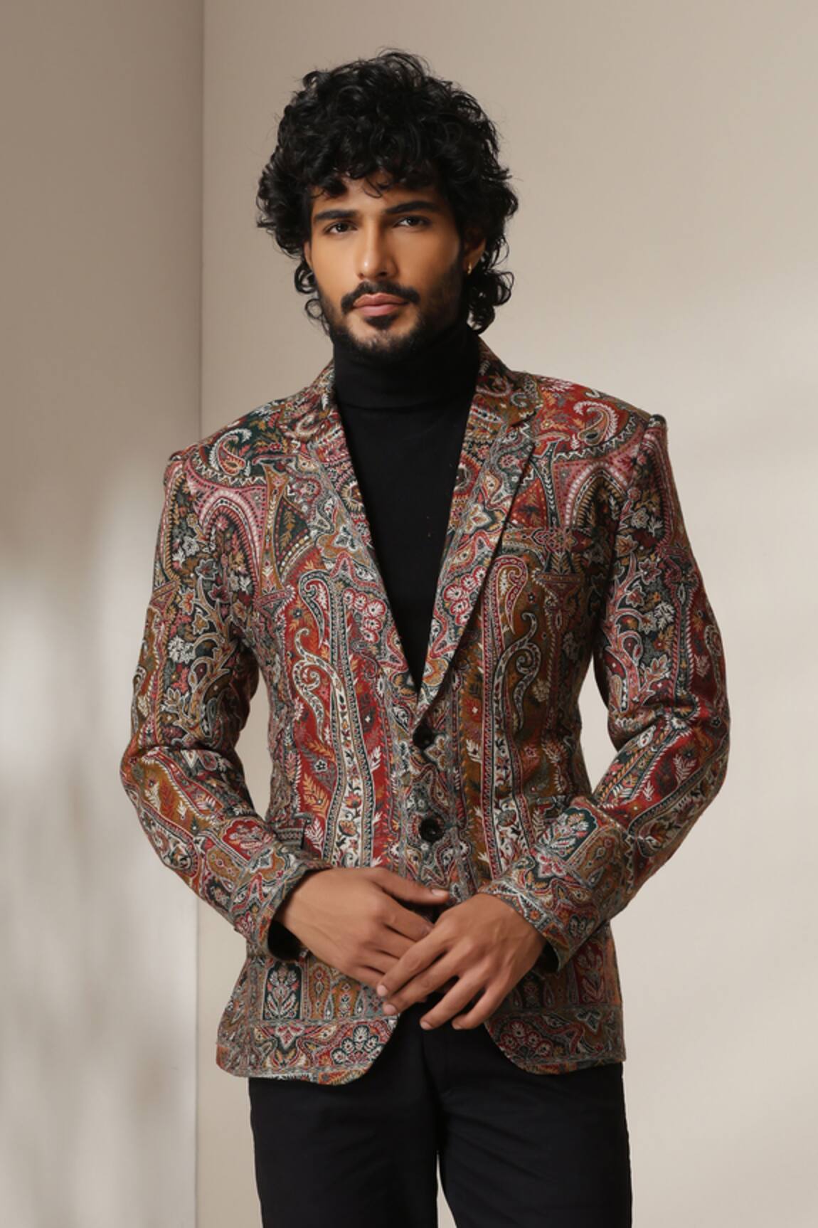 Dusala Paisley Pattern Double Breasted Blazer 
