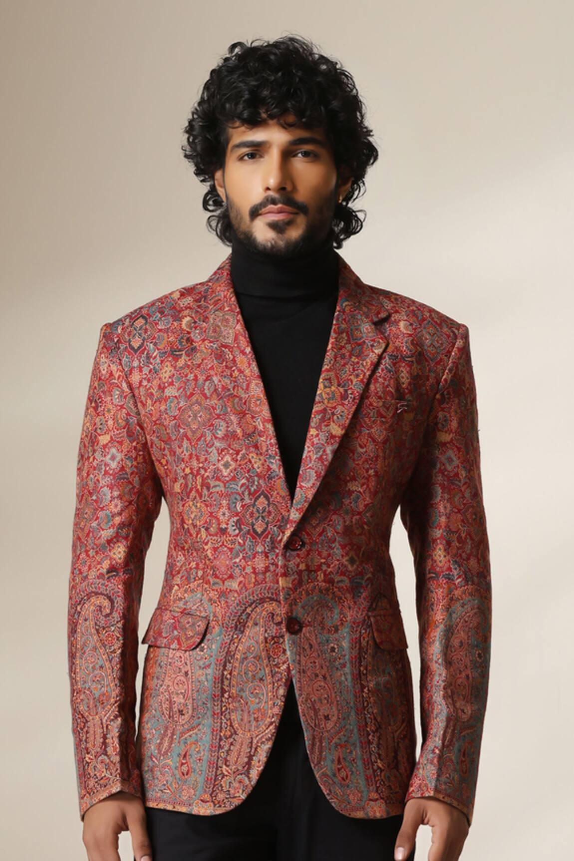 Dusala Paisley Motif Double Breasted Blazer 