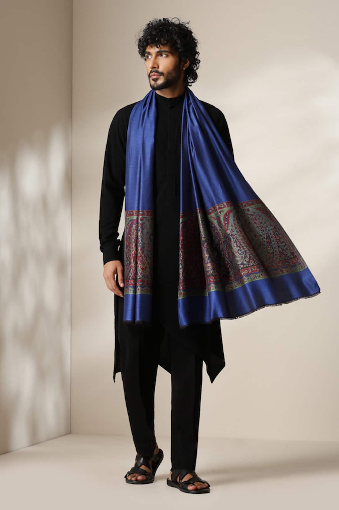 Dusala Paisley Zari Border Wool Cashmere Shawl 