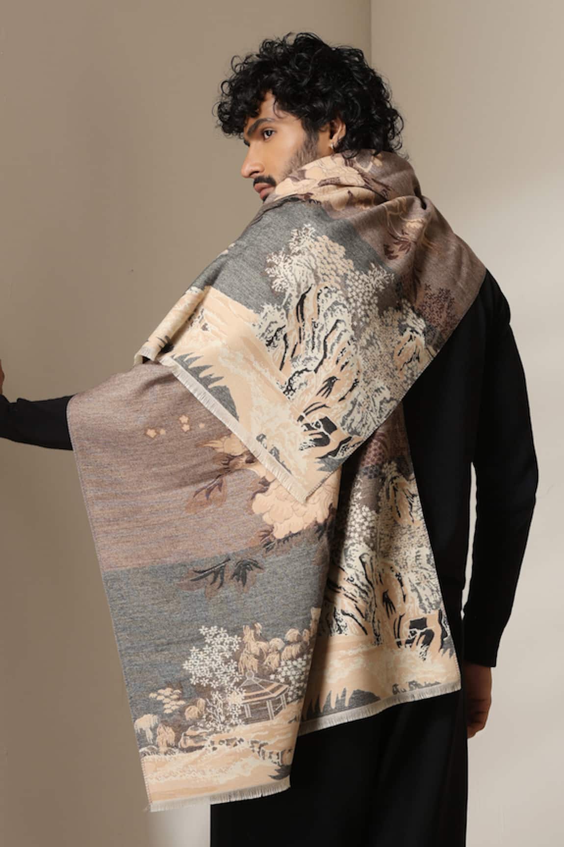 Dusala Landscape Print Stole 