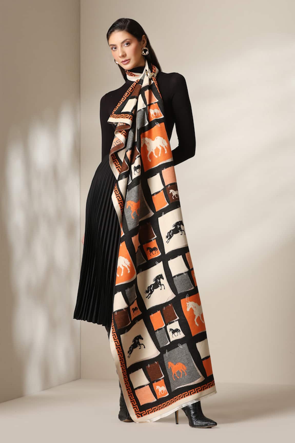 Dusala Horse Block Print Stole 