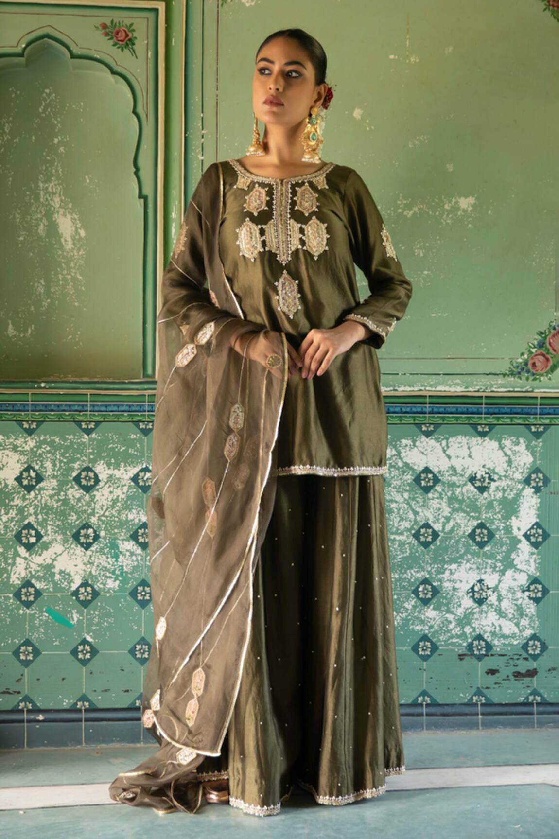 Amoree by Shikha Chaudhry Embroidered Kurta Sharara Set  