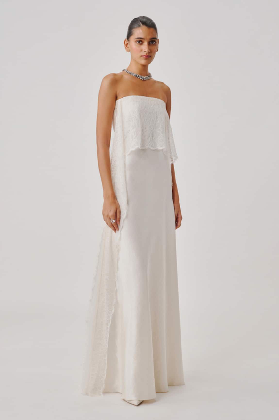 Aroka White Peony Lace Gown 