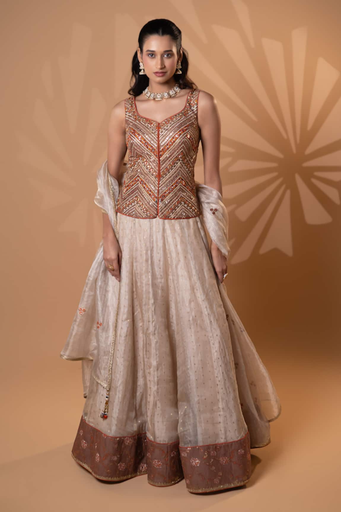 Jiya by Veer Design Studio Embroidered Blouse Lehenga Set 