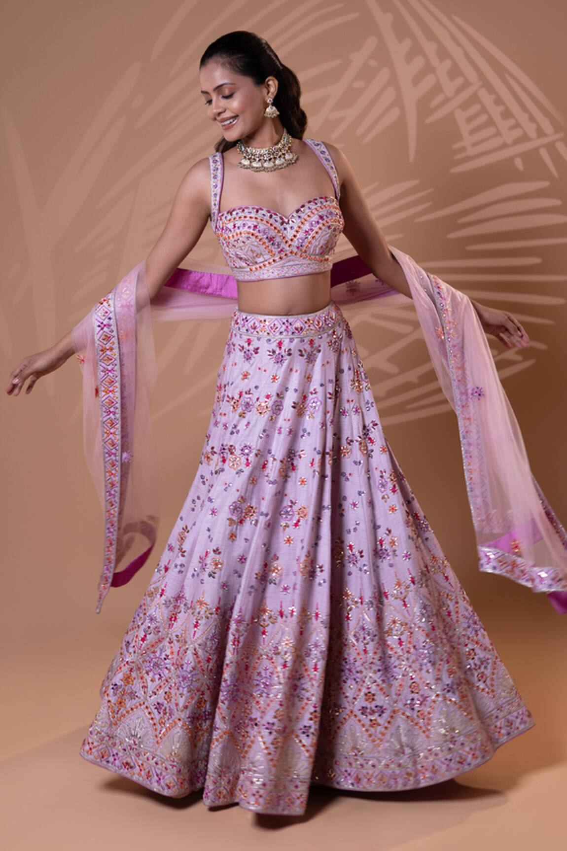 Jiya by Veer Design Studio Lilac Sequin Embroidered Lehenga Set 
