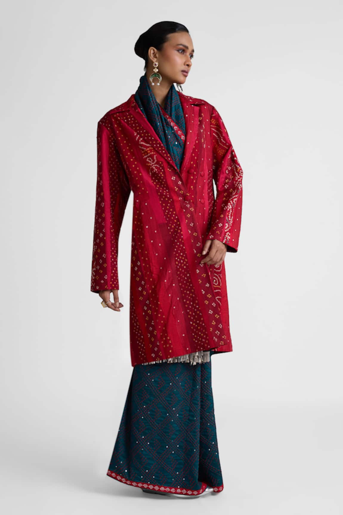 Naina Jain Bandhani Pattern Silk Jacket 