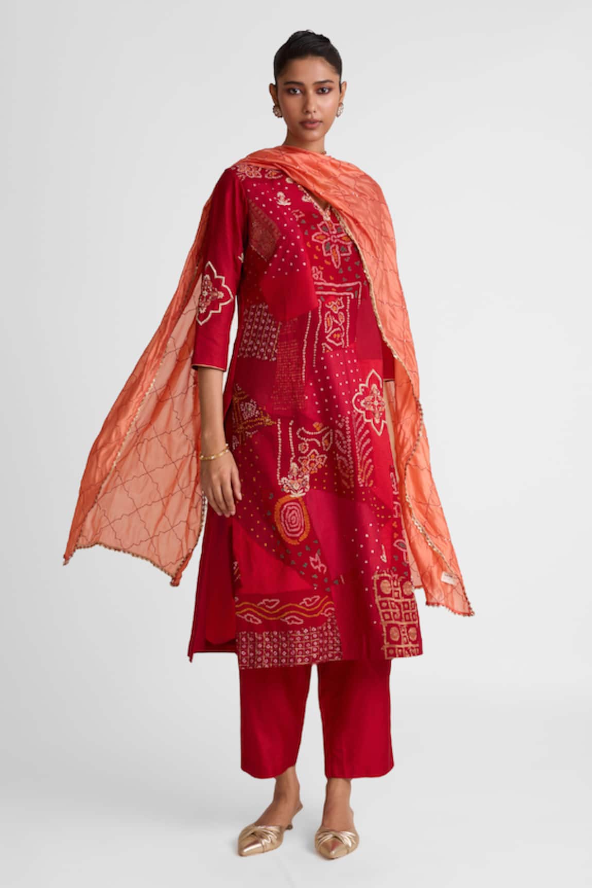 Naina Jain Zardozi Patchwork Bandhani Kurta Set 