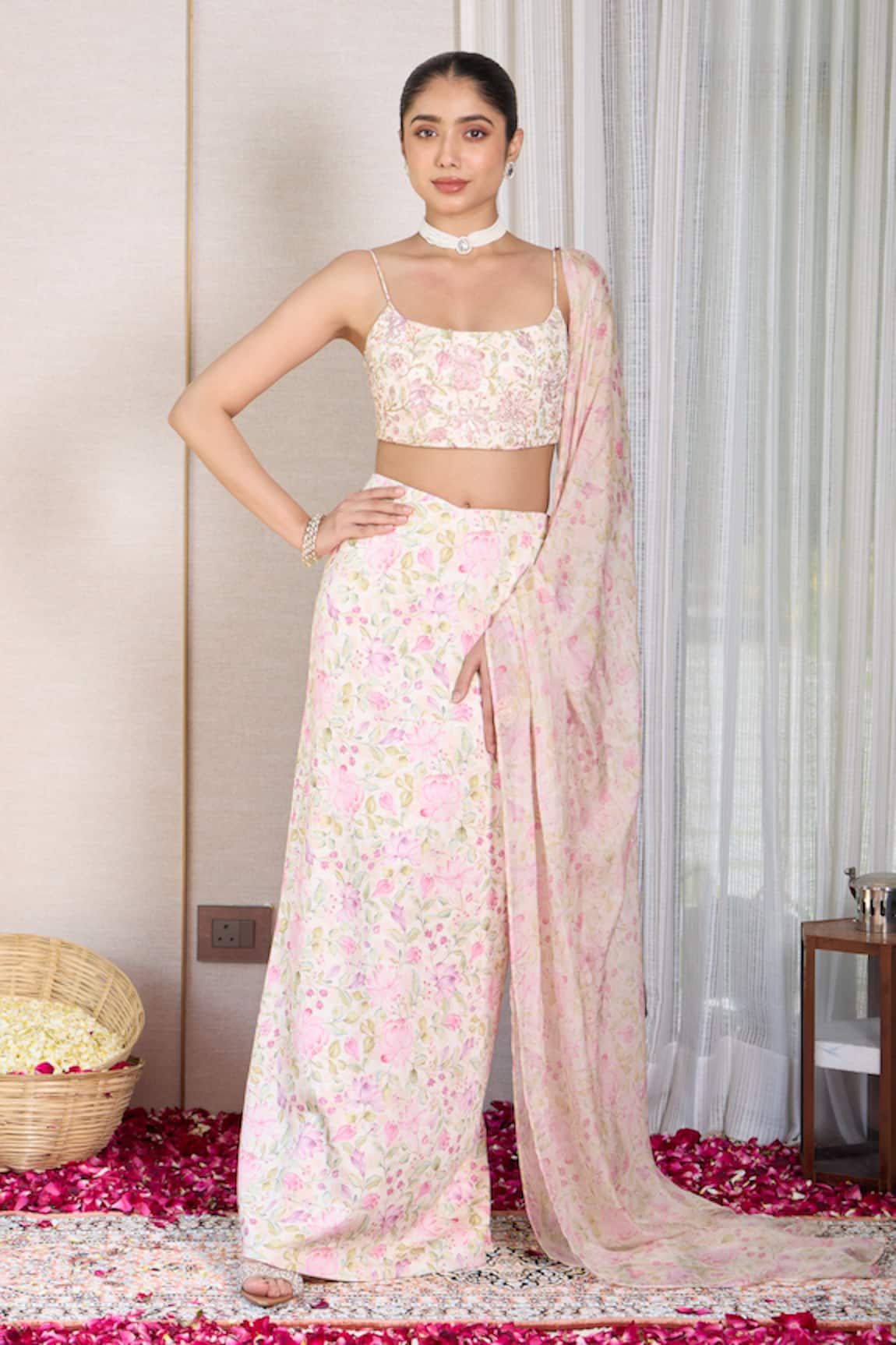 House Of Karmah Bloomdust Floral Print Bustier Skirt Set 