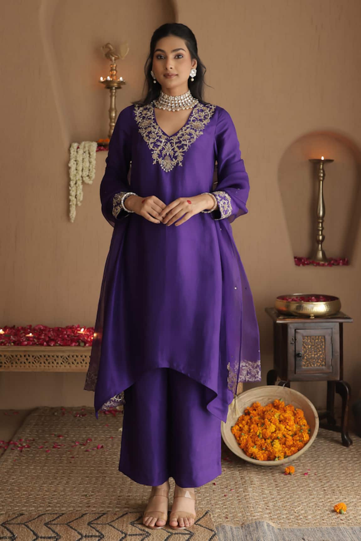 House Of Karmah Amrit Ambar Embroidered Kurta Set 