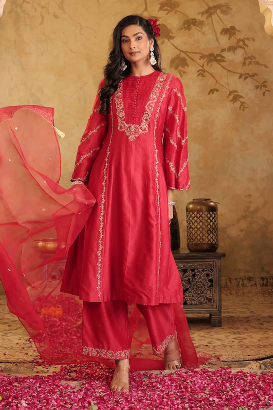 House Of Karmah Sindoori Noor Embroidered Kurta Set 