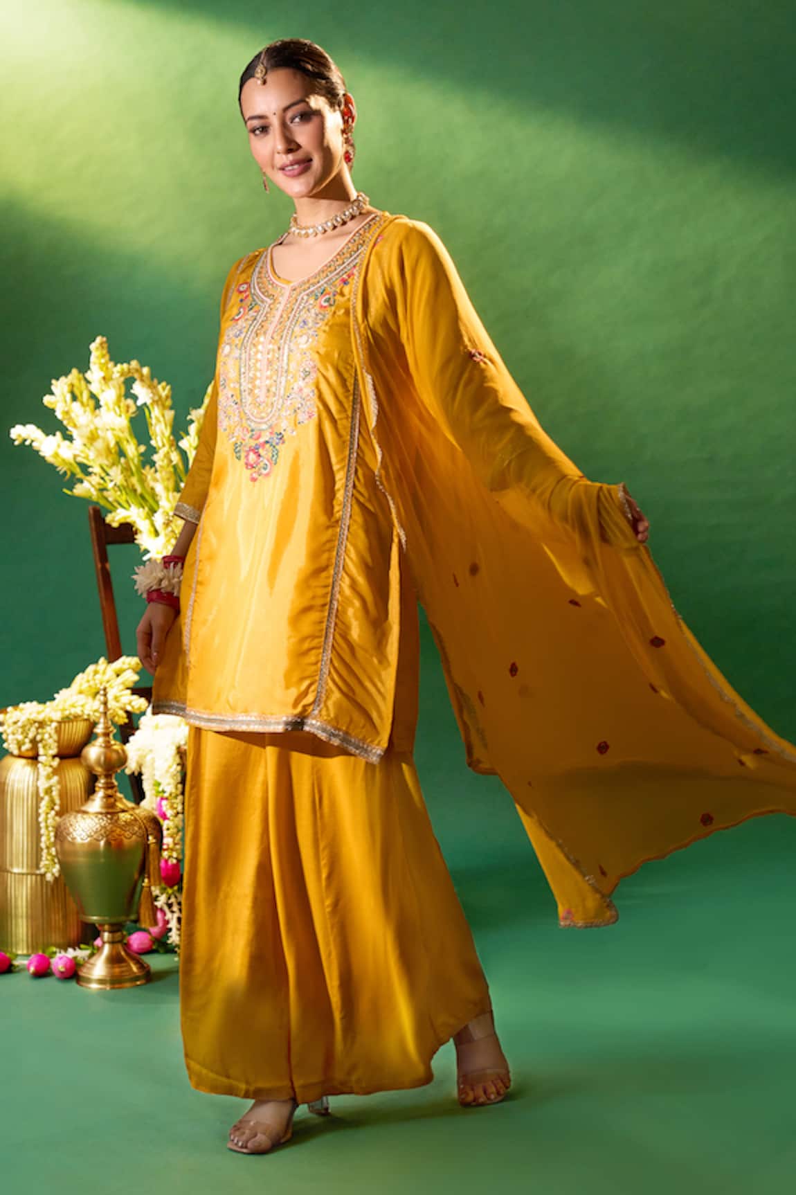 Samyukta Singhania Embroidered Kurta Sharara Set 