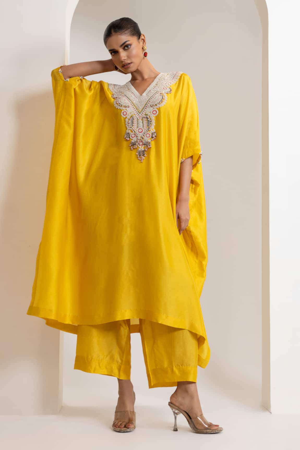 Oshi By Shikha Silk Kaftan & Pant Set