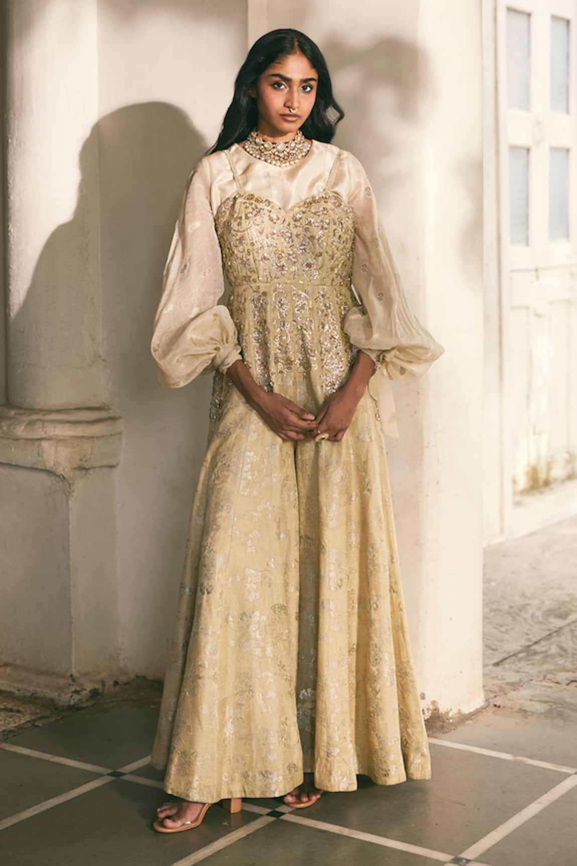 Paulmi And Harsh Zardozi Embroidered Jumpsuit With Shirt 