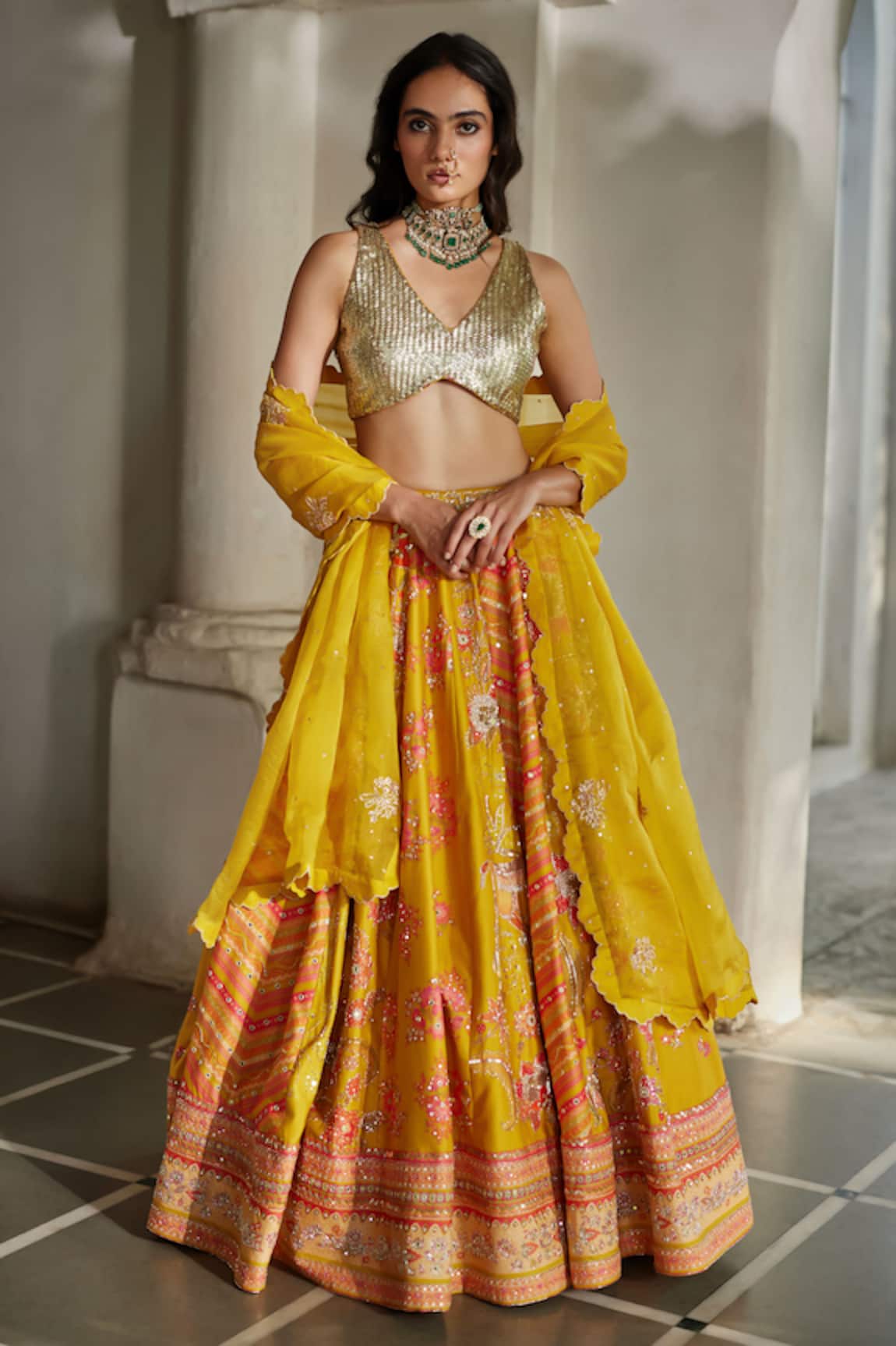 Paulmi And Harsh Florette Print 16 Kali Lehenga Set 