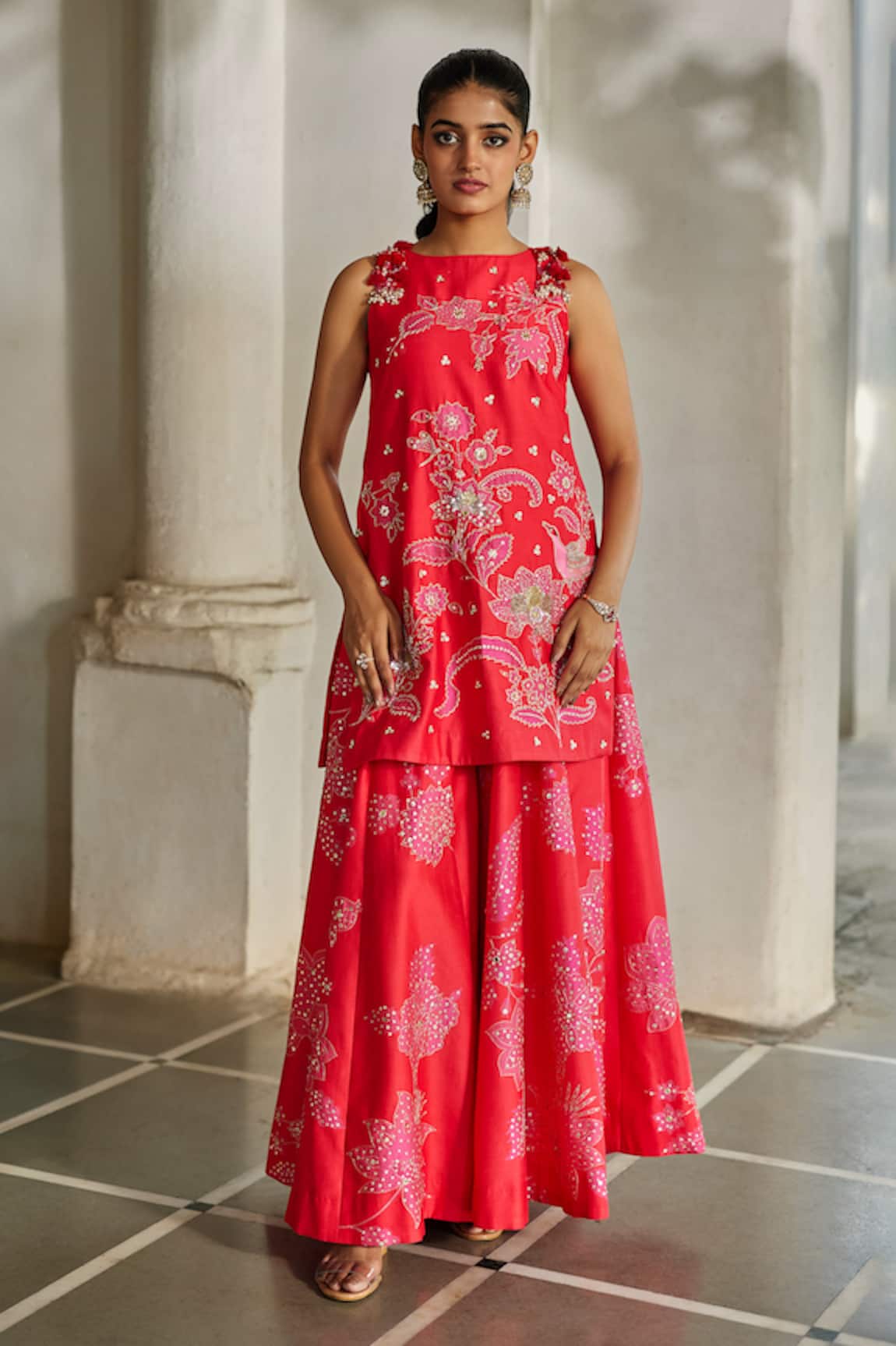 Paulmi And Harsh Floral Print Kurta & Palazzo Set 