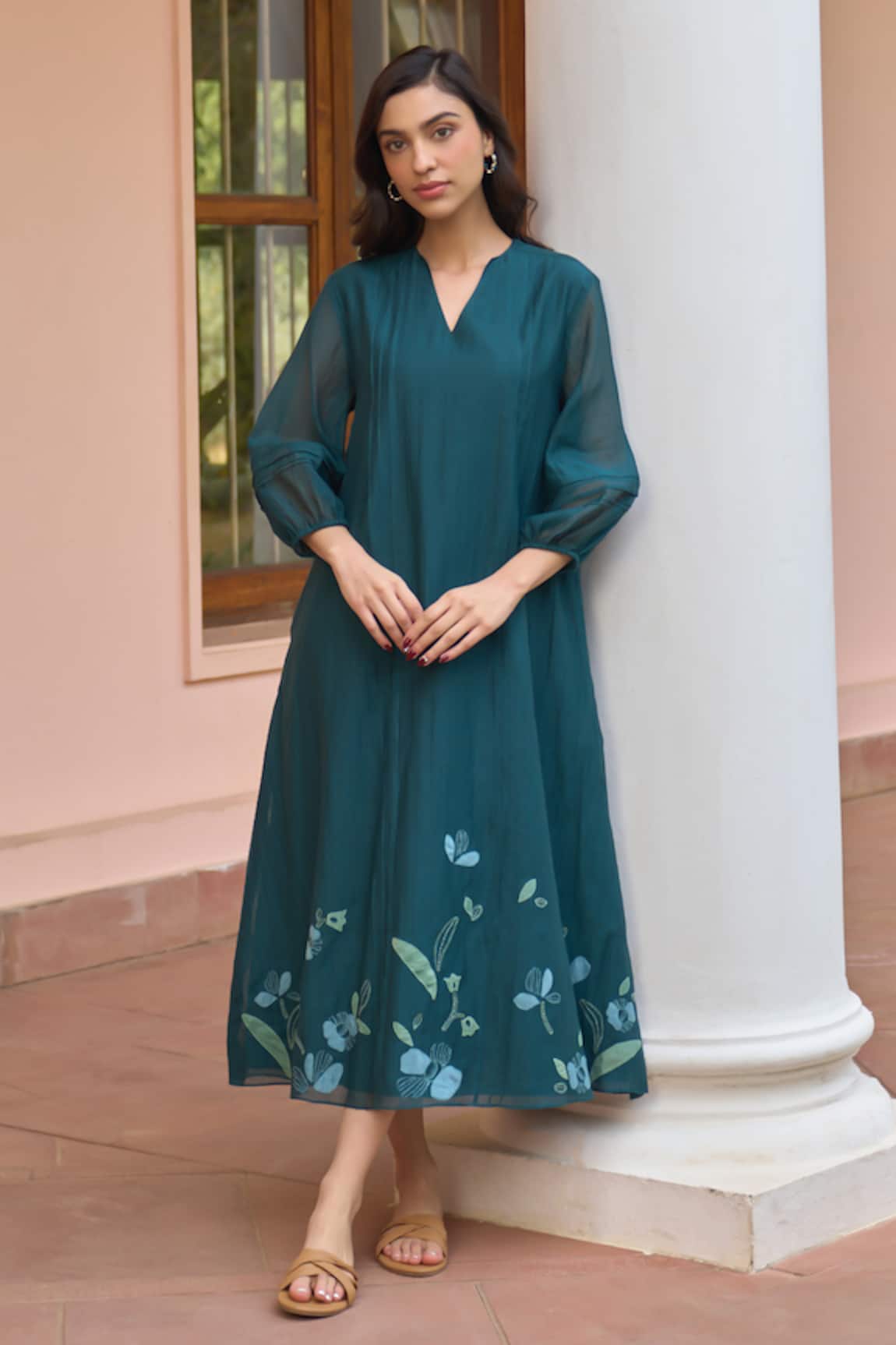 Vaayu Jade Applique Dress 