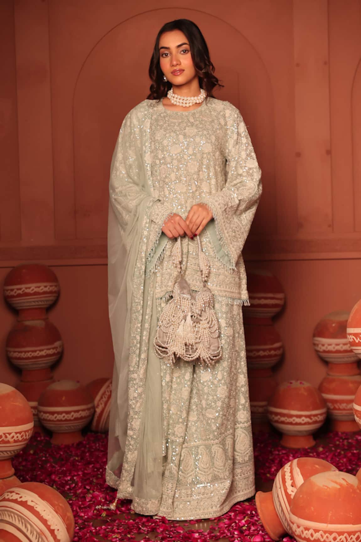 Tasuvure Indes Inaaya Crystal Embroidered Kurta Sharara Set 