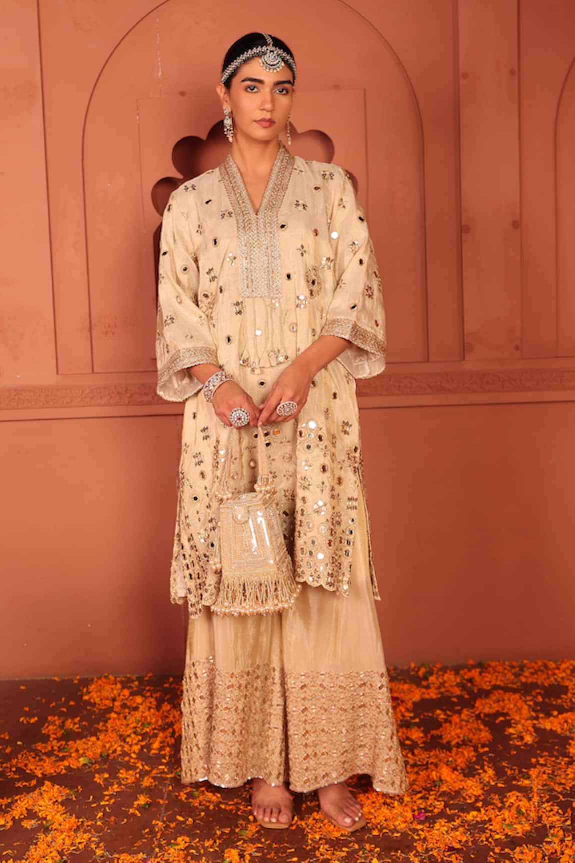 Tasuvure Indes Aaina Adaa Mirror Work Kurta & Sharara Set 